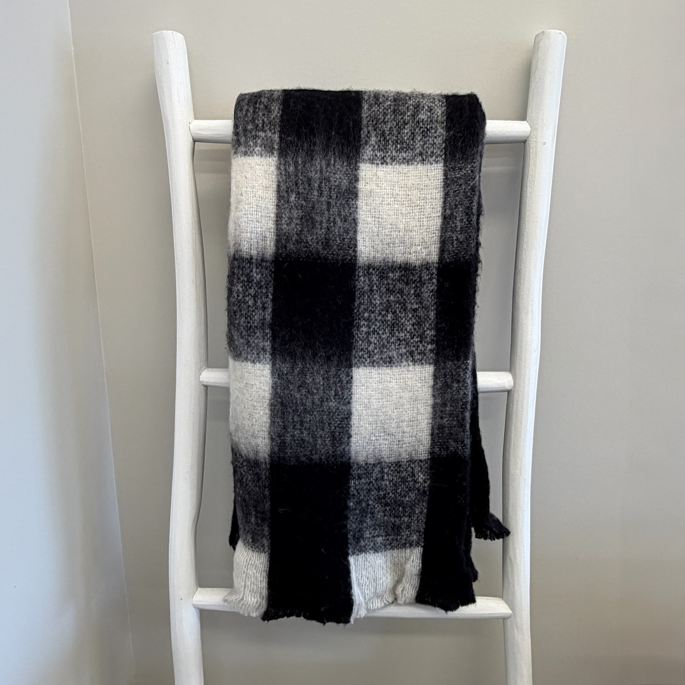 Bliss Wool/Mohair Throw - Black + White