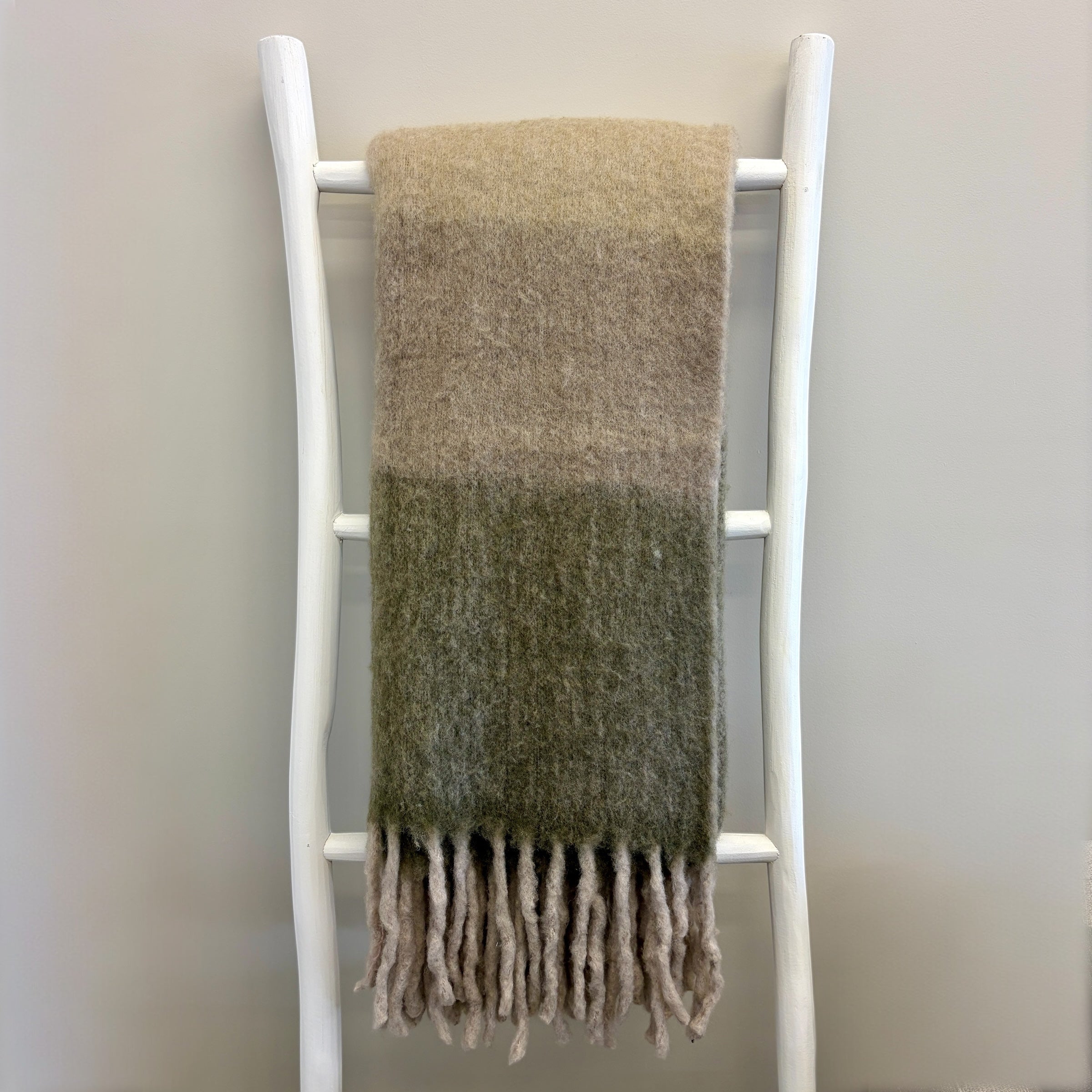 Bliss Wool/Mohair Throw - Beige + Sage