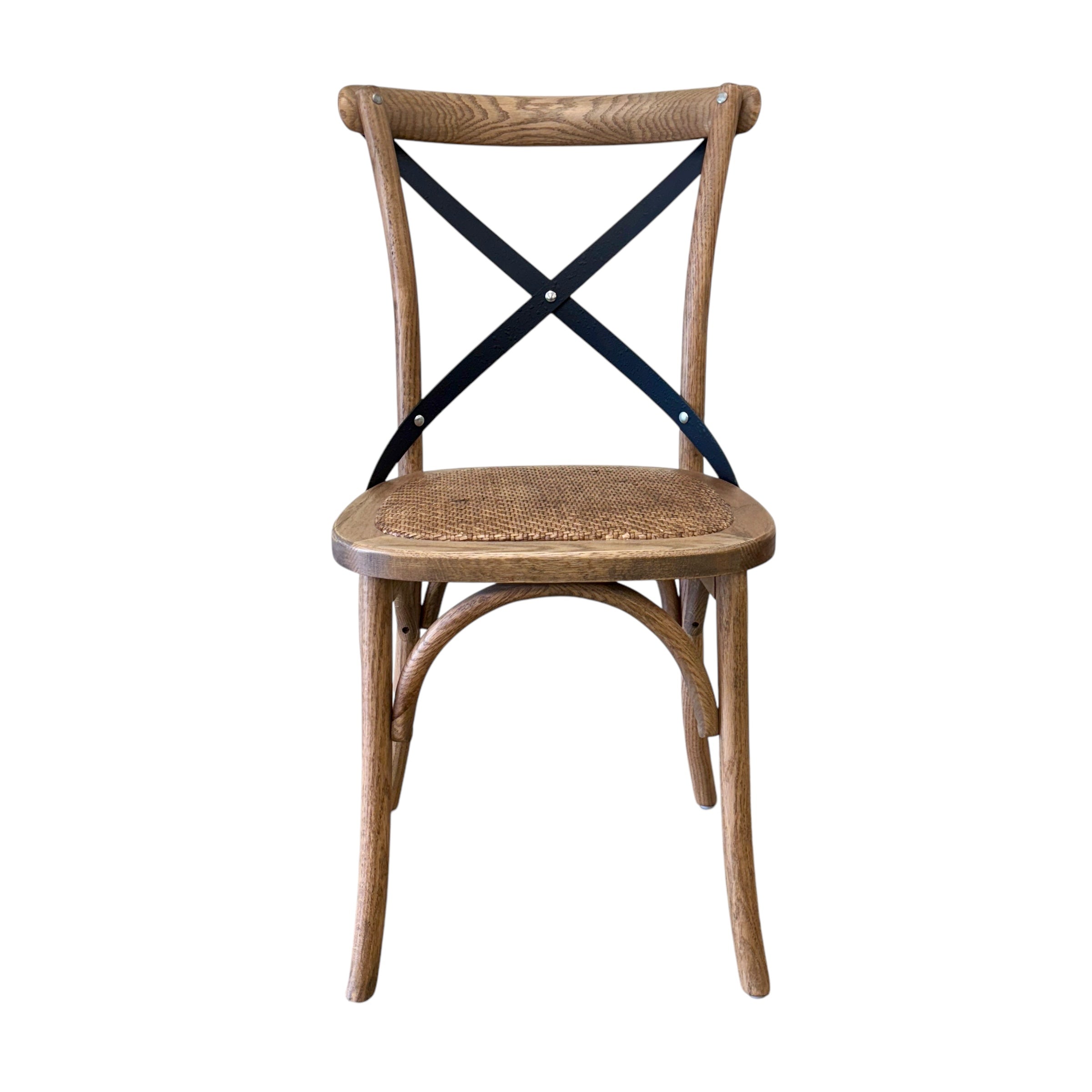 Cross Back Dining Chair - Oak & Antique Metal