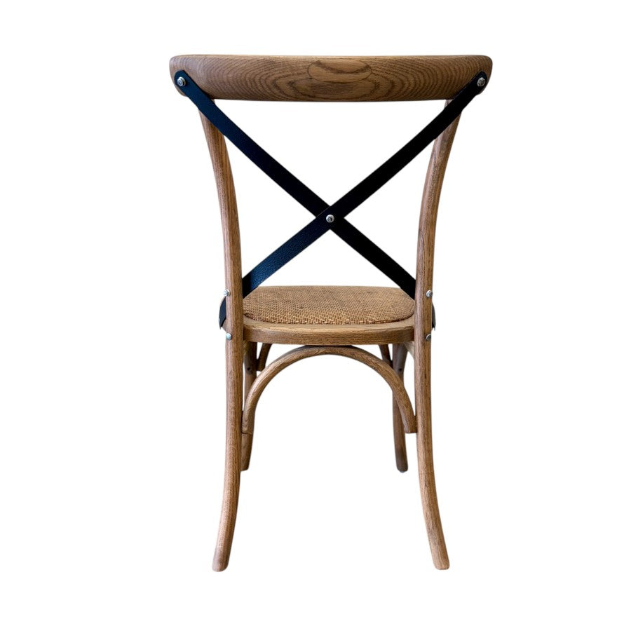 Cross Back Dining Chair - Natural Oak & Antique Metal