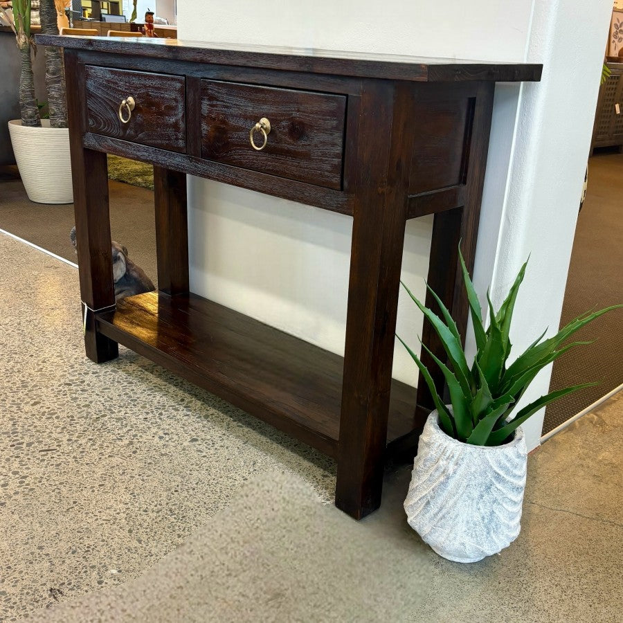 Farrow Console 2 Drawer - Rustic Teak
