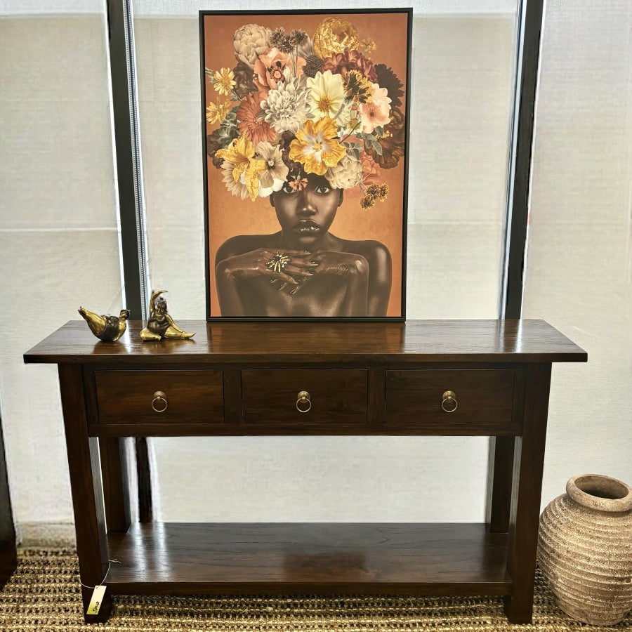 Farrow Console 3 Drawer - Rustic Teak