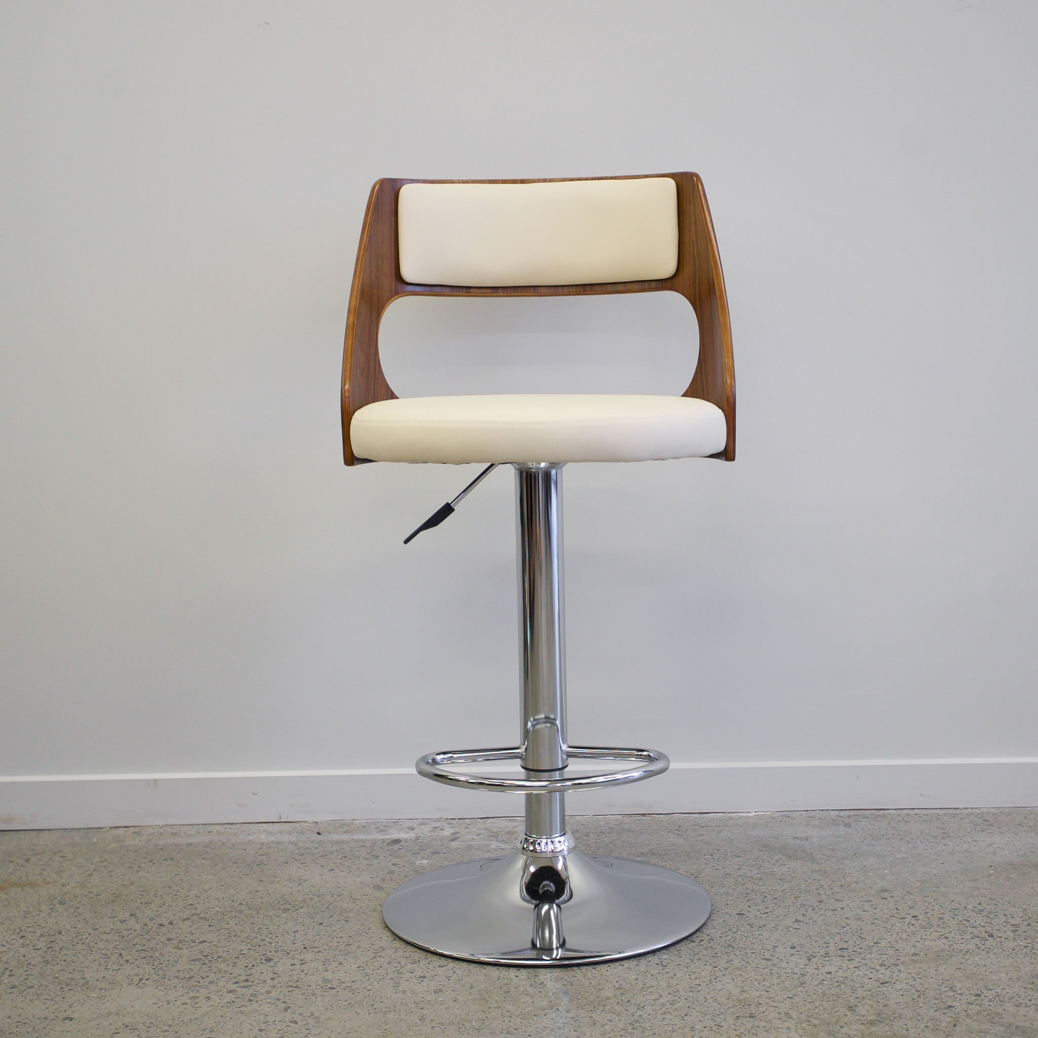 Hudson Straight Back Bar Stool - Cream/Chrome