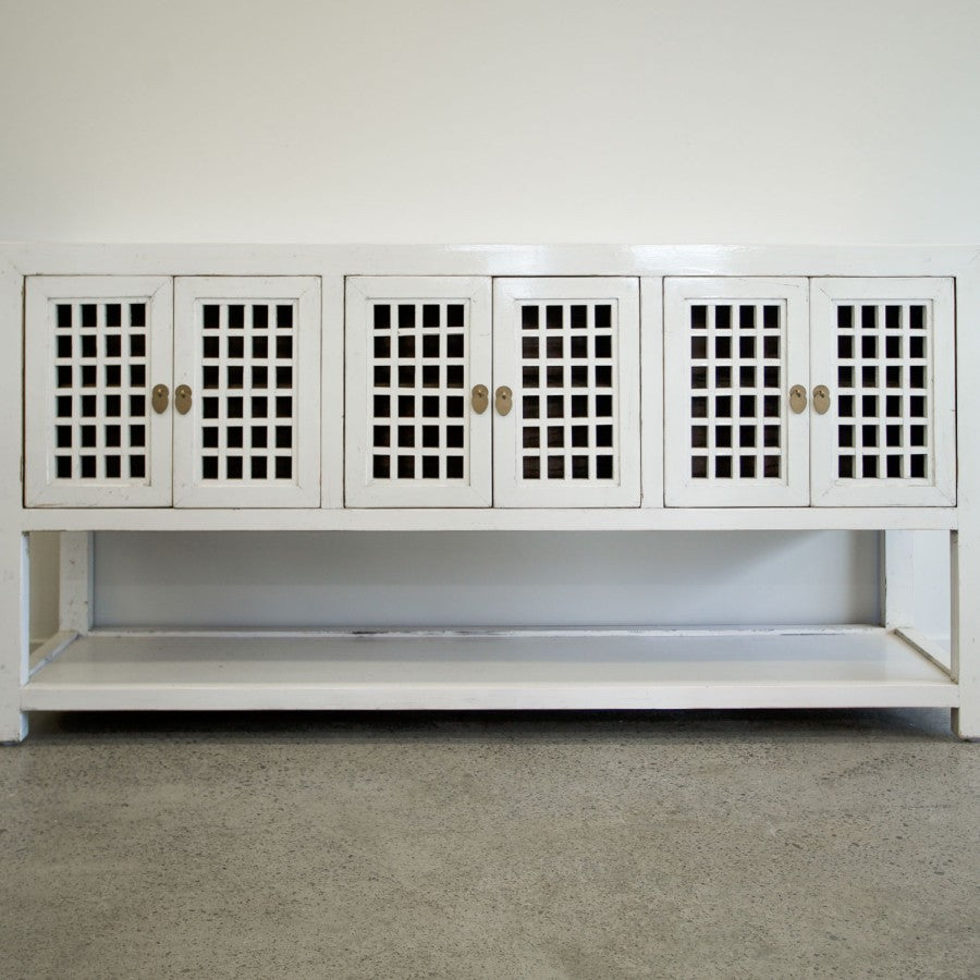 Far East Lattice Console - White