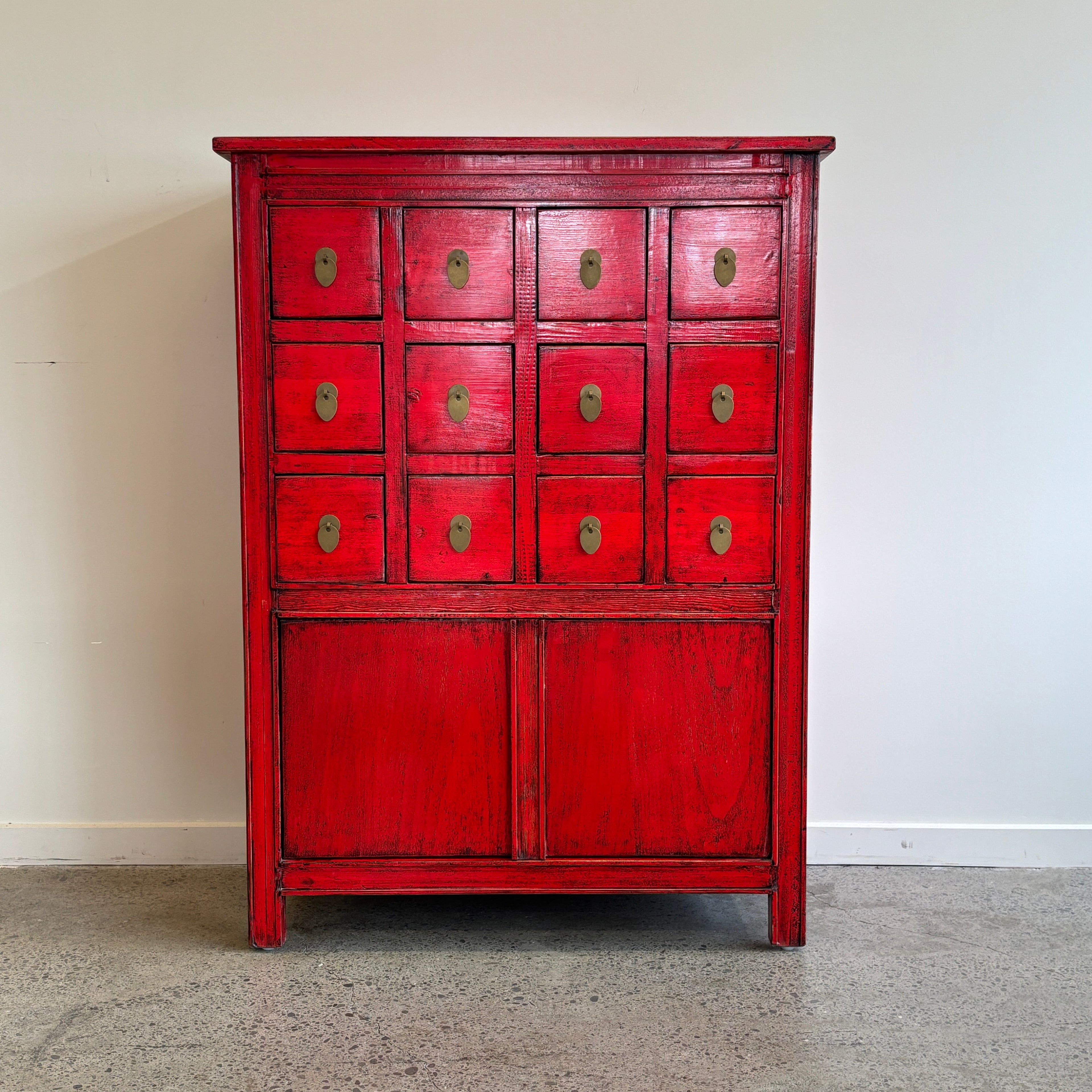 Oriental Medicine Drawers - Red