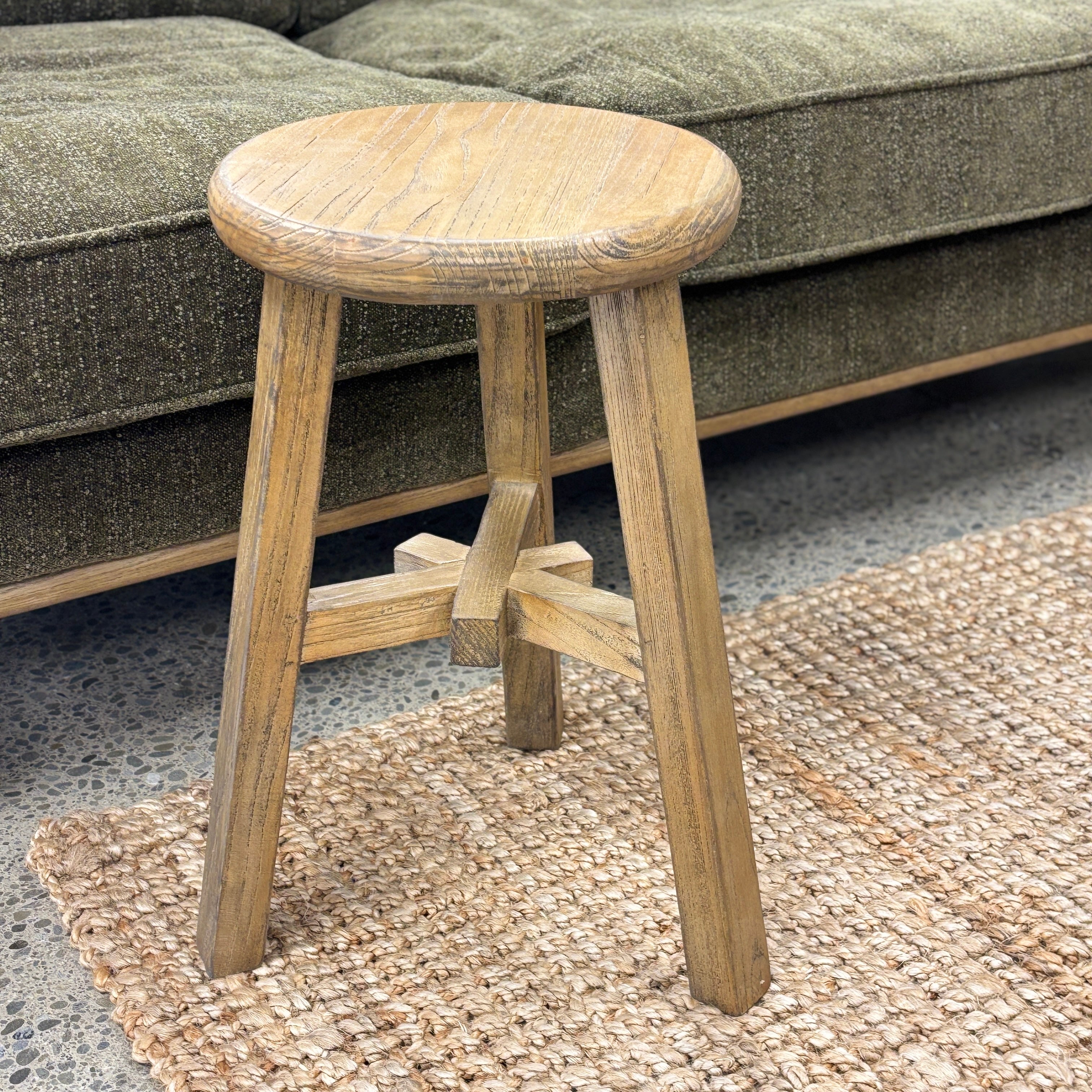 Round Top Stool - Vintage Elm