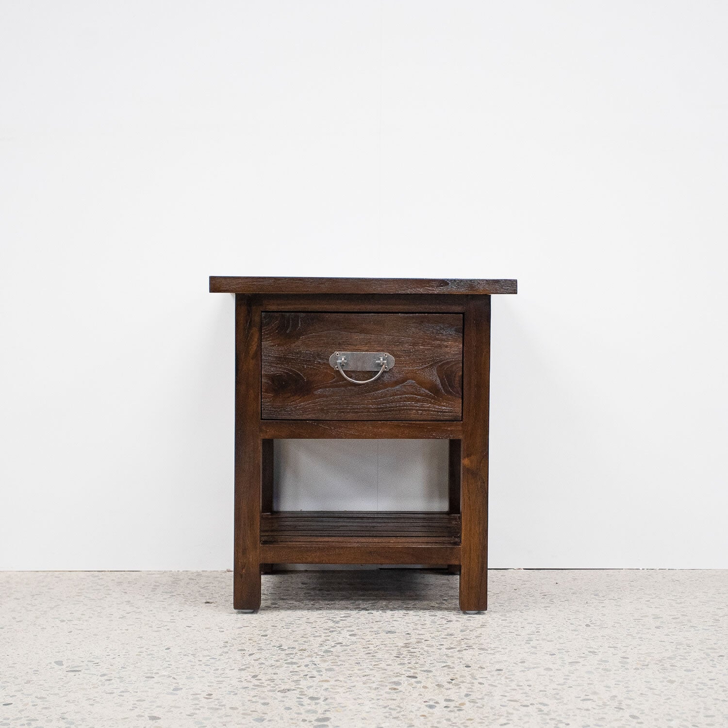 Bedside Cabinet 1 Drawer - Rustic Teak