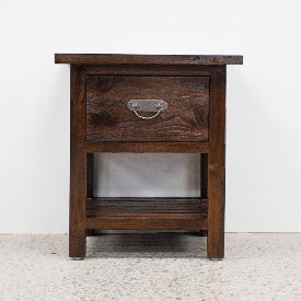 Bedside Cabinet 1 Drawer - Rustic Teak