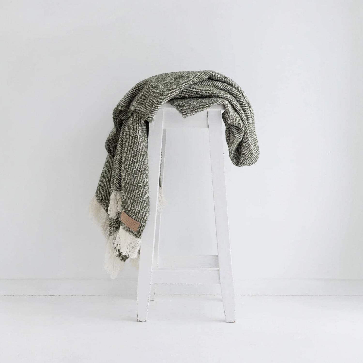 Wool Twill Throw - Moss
