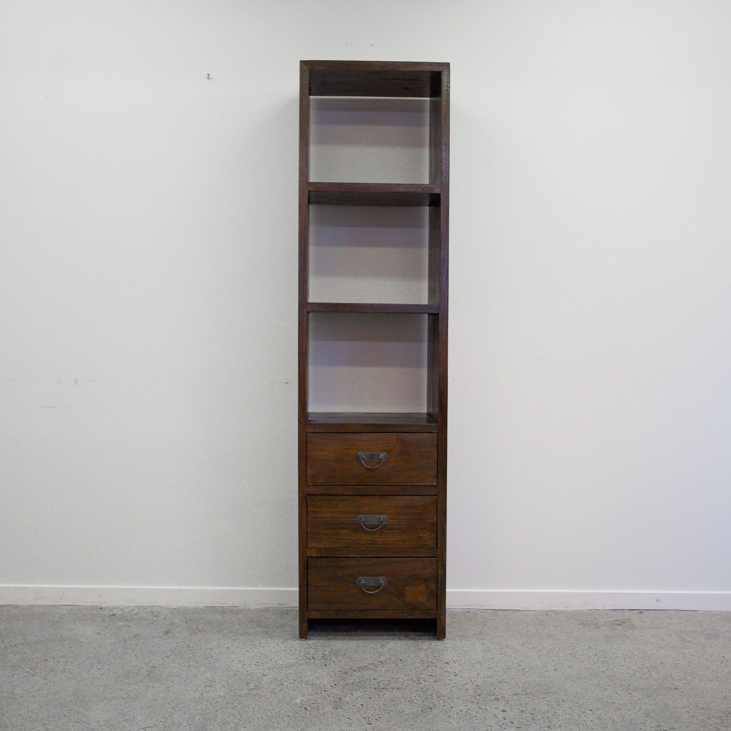Rustic Teak - 3 Cube 3 Drawer Bookcase