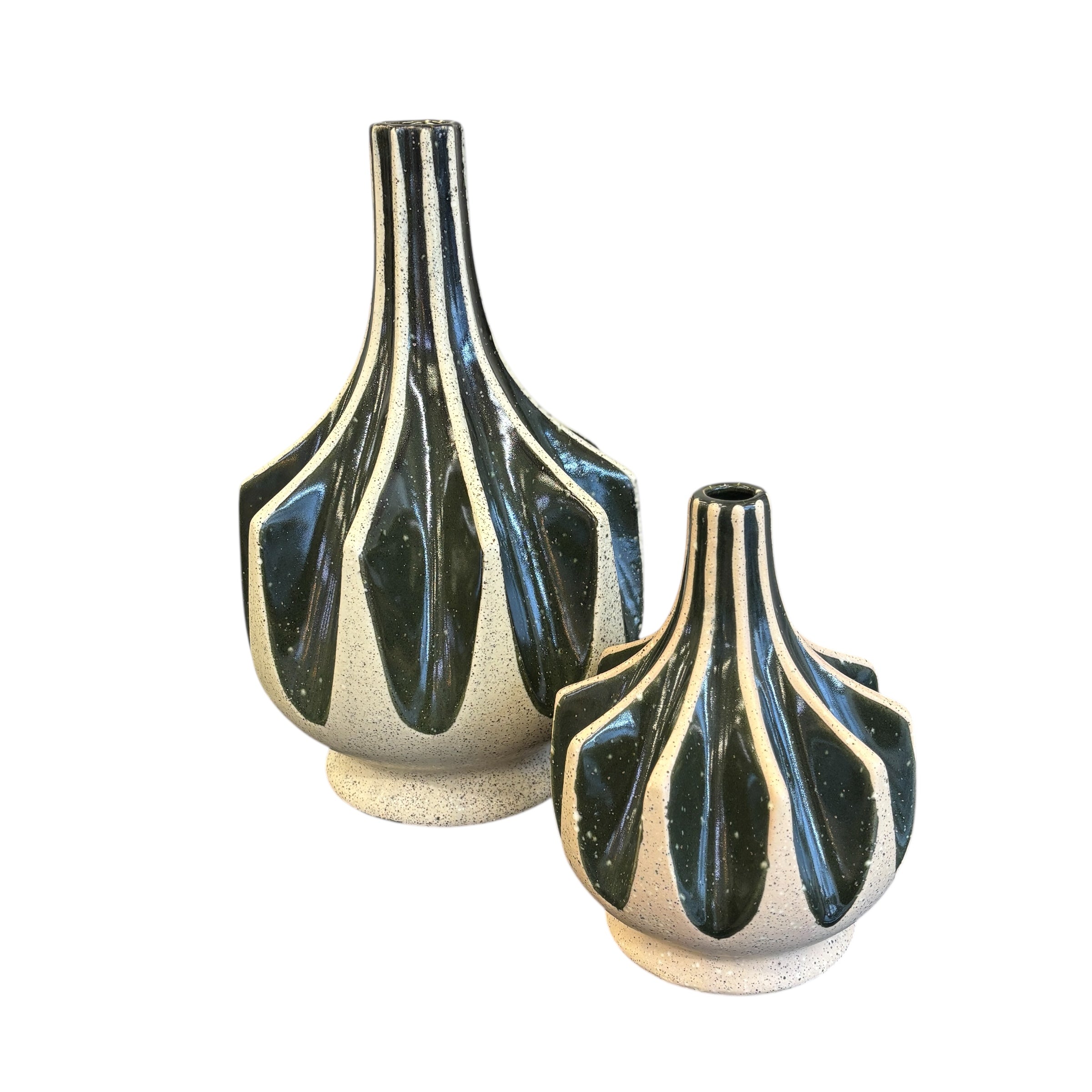 Adnan Ceramic Vase - Olive/Natural