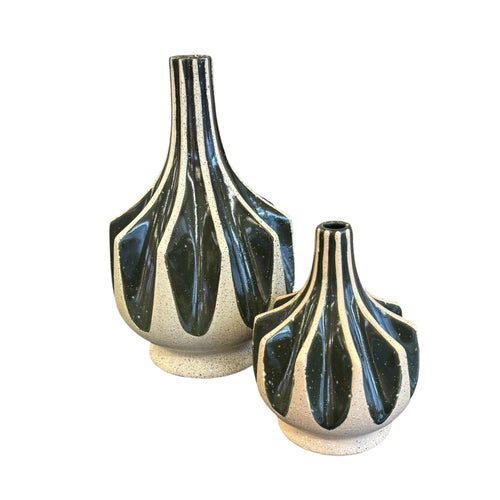 Adnan Ceramic Vase - Olive/Natural