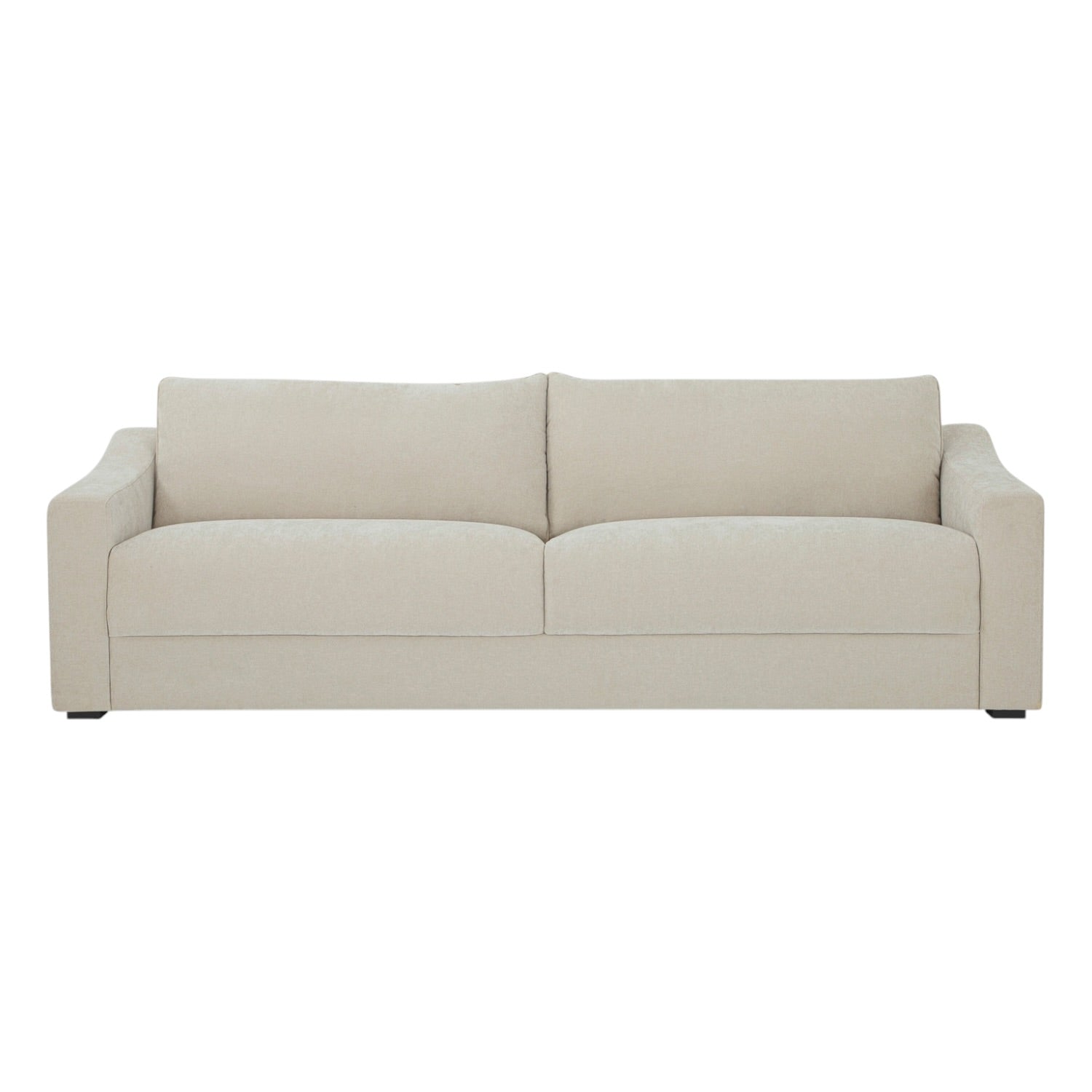 Asha sofa with contemporary design and soft fabric upholstery.