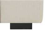 Close-up of the Asha sofa leg, highlighting its quality craftsmanship and contemporary design.
