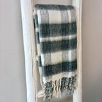 Bliss Wool/Mohair Throw - White/Dark Grey Check