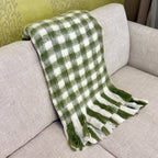 Bliss Wool/Mohair Throw - Olive/White Check