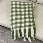Bliss Wool/Mohair Throw - Olive/White Check