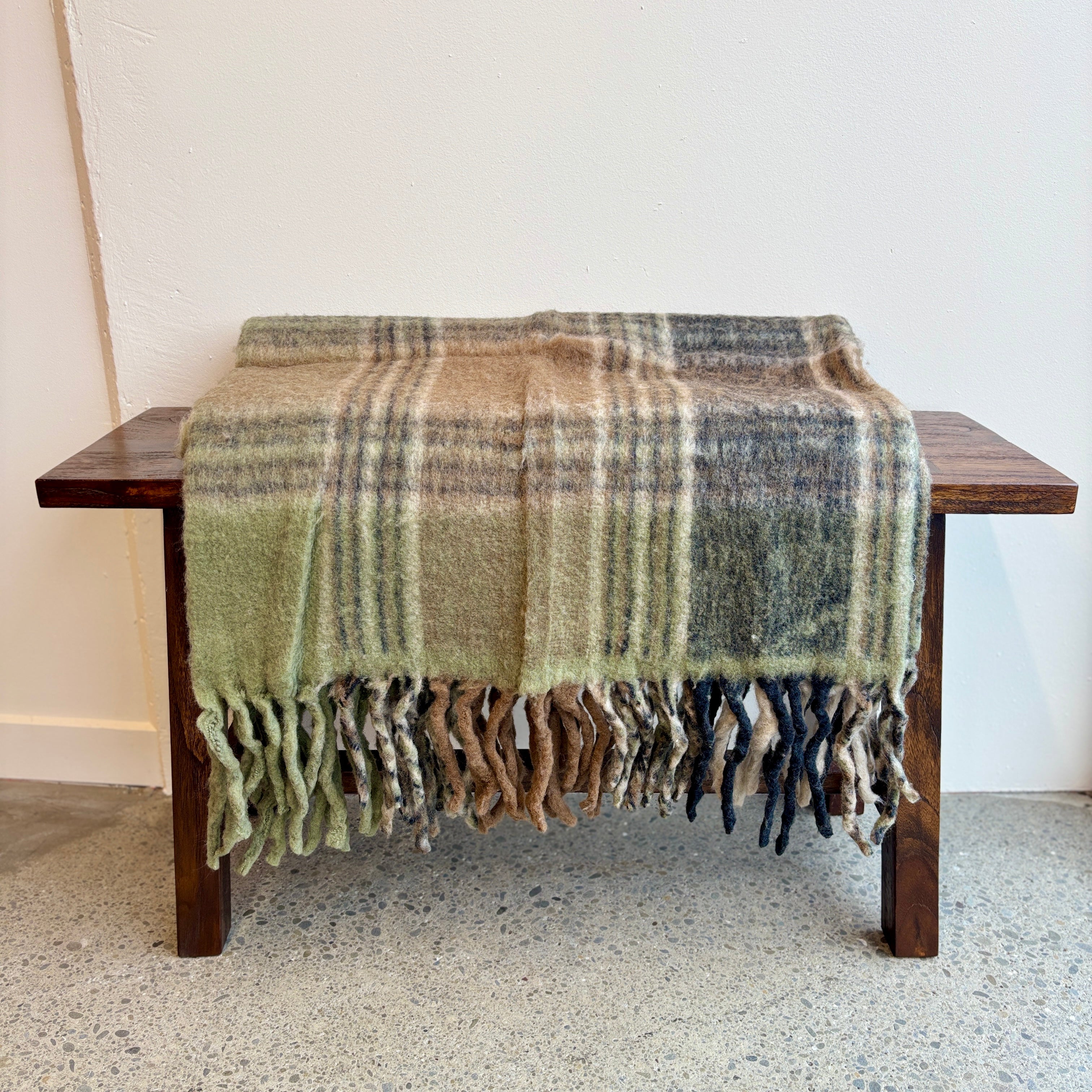 Bliss Wool/Mohair Throw - Olive/Ink/Walnut/Taupe
