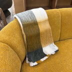Bliss Wool/Mohair Throw - White + Mustard