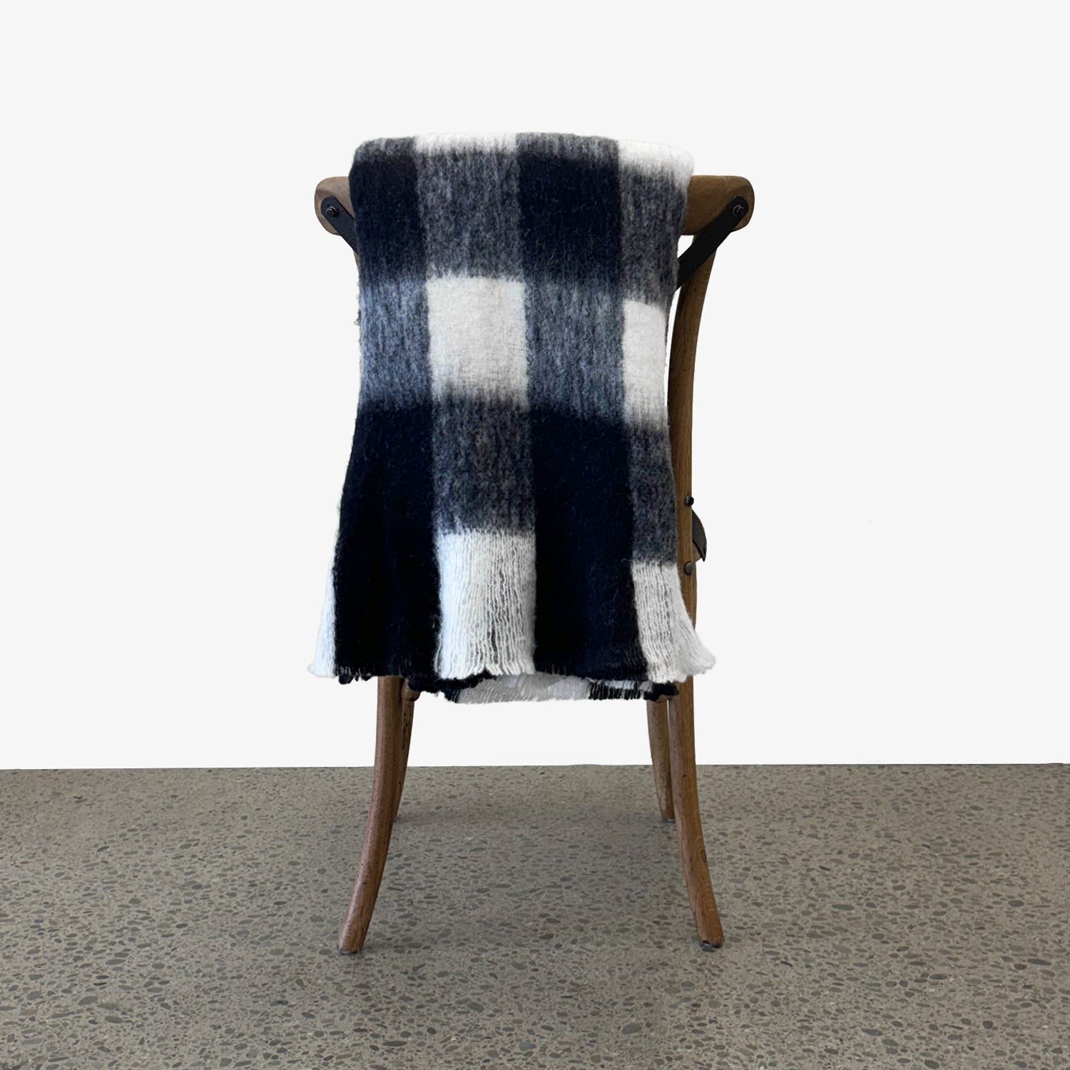 Bliss Wool/Mohair Throw - Black + White