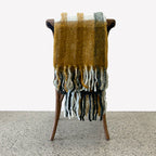 Bliss Wool/Mohair Throw - White + Mustard
