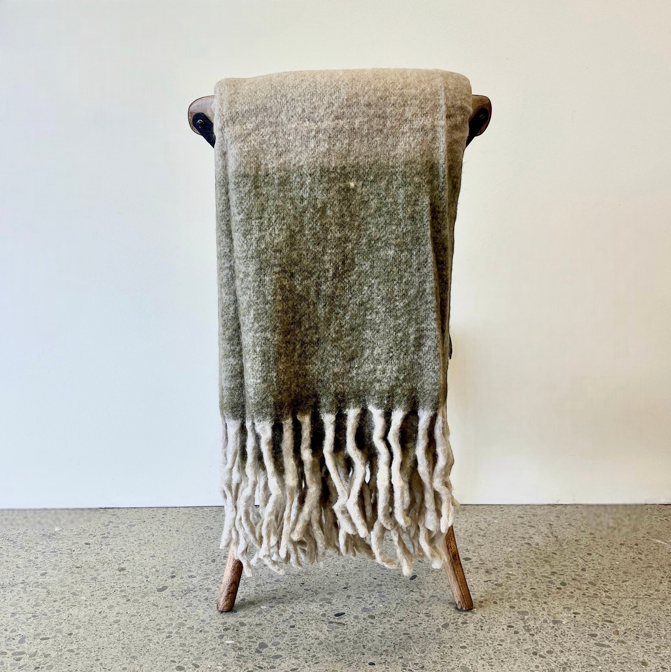 Bliss Wool/Mohair Throw - Beige + Sage