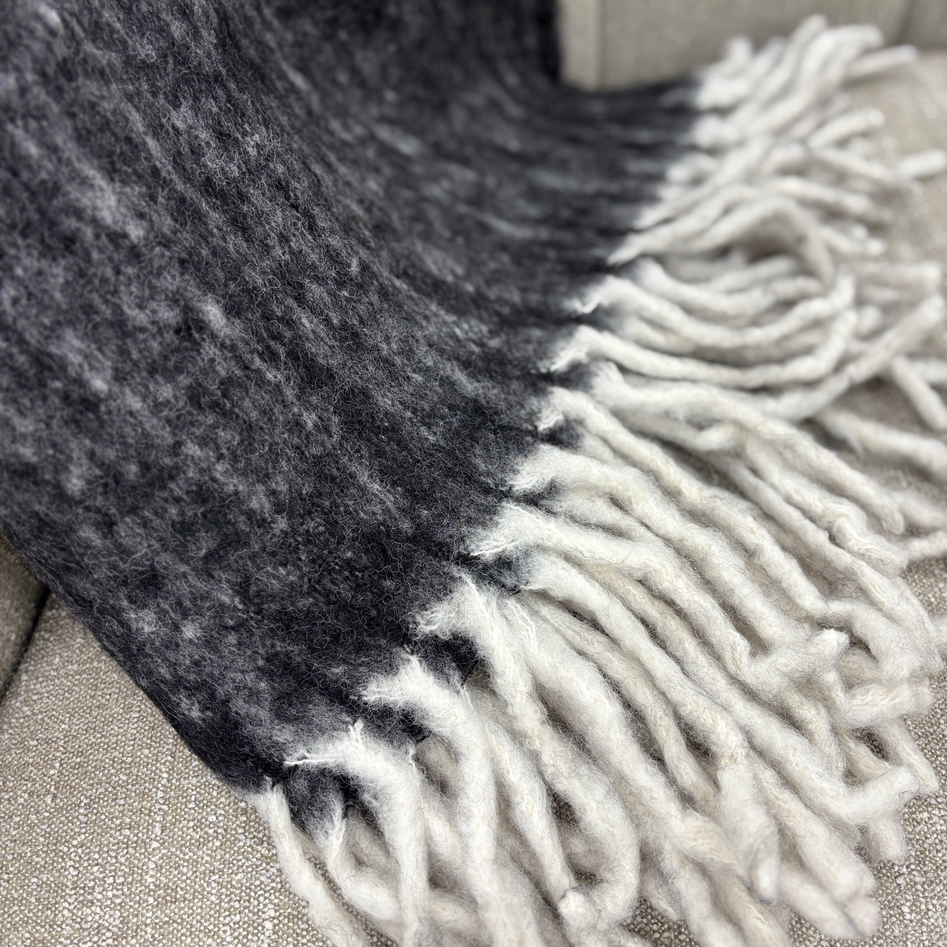 Bliss Wool/Mohair Throw - Black Marle