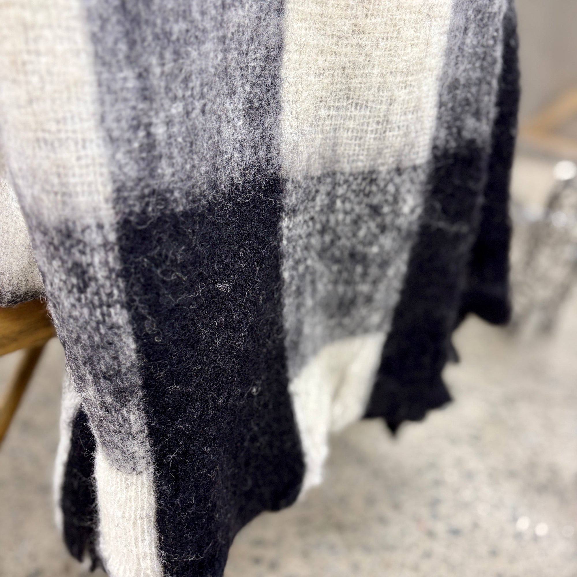 Bliss Wool/Mohair Throw - Black + White