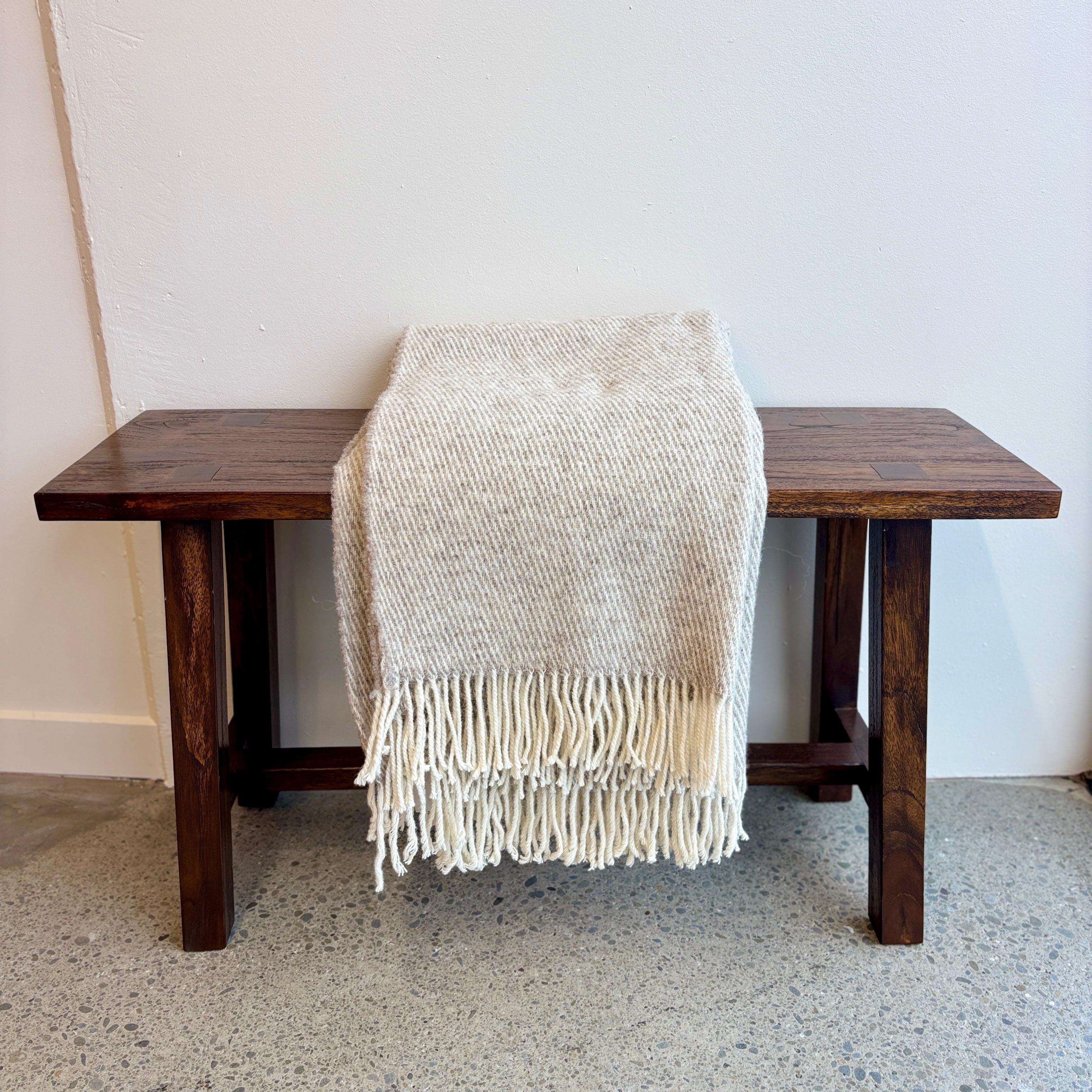 Woola 100% NZ Wool Throw - Natural Herringbone