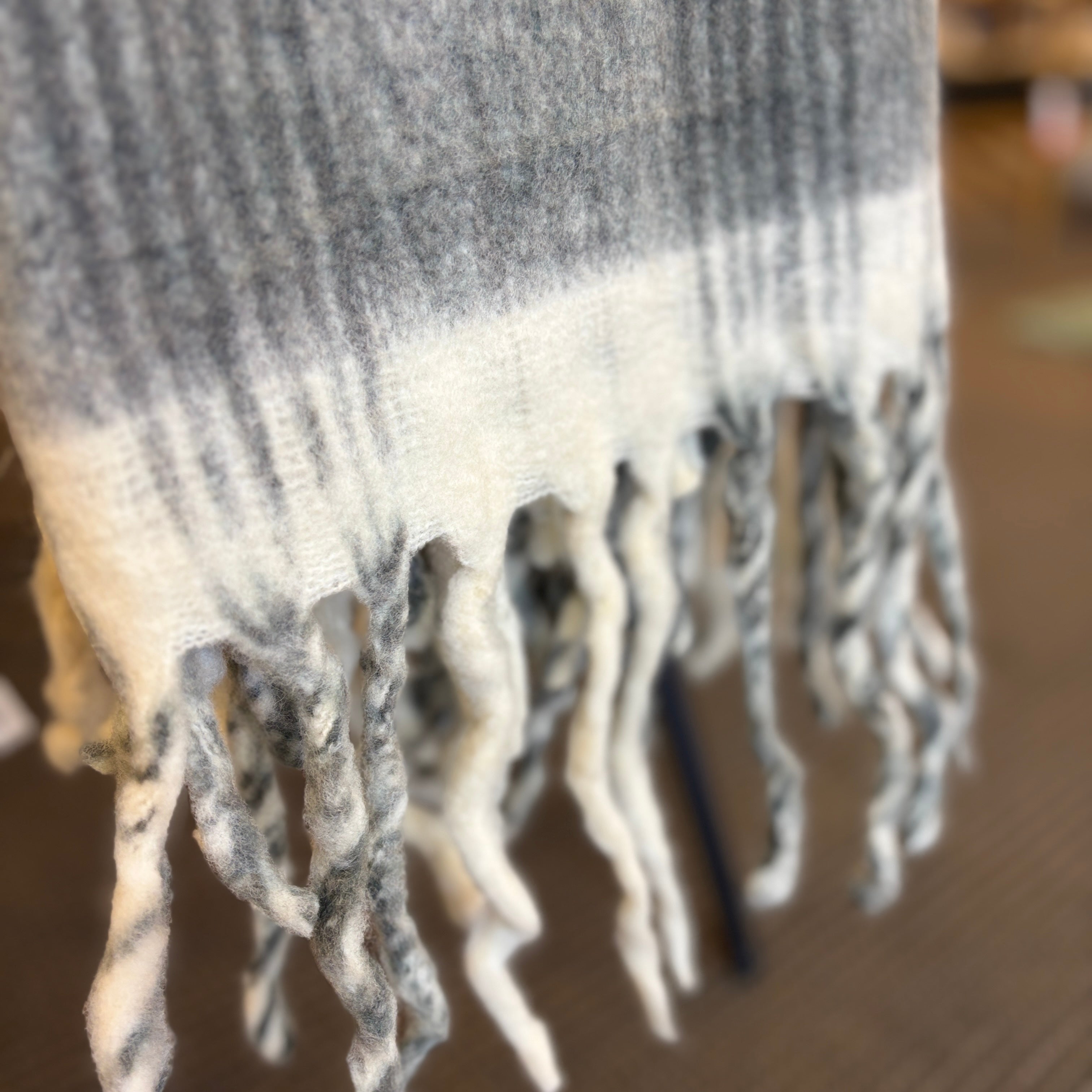 Bliss Wool/Mohair Throw - White/Dark Grey Check