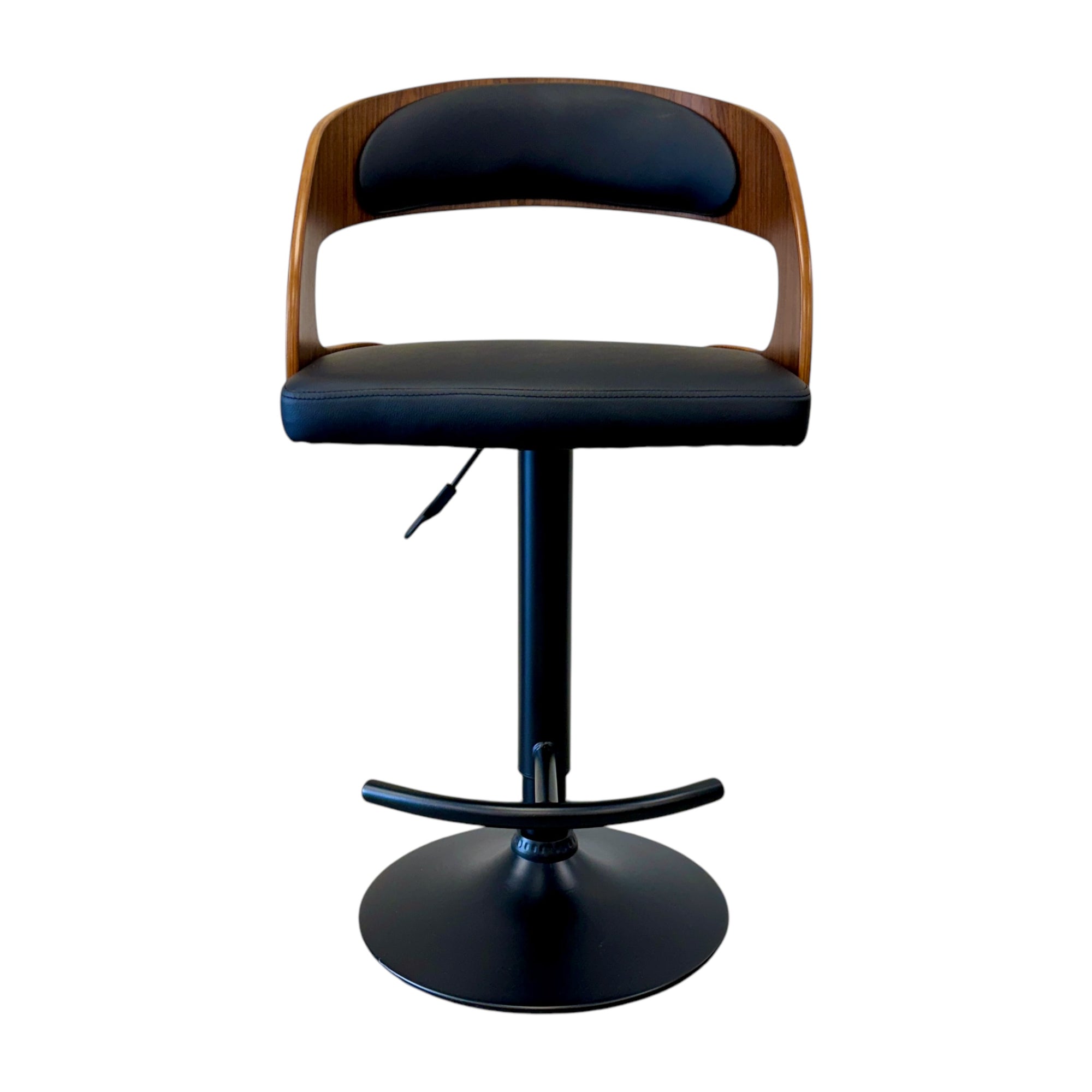 Brooklyn Curved Back Bar Stool - Black/Black Matte