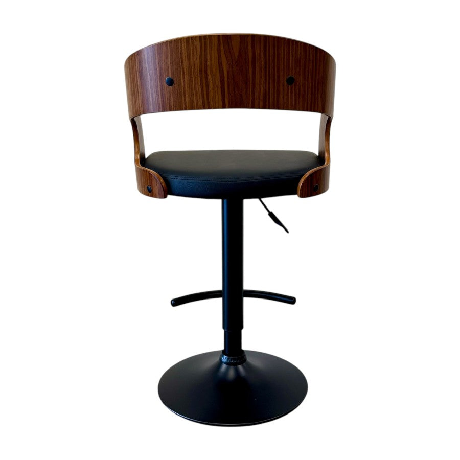 Brooklyn Curved Back Bar Stool - Black/Black Matte