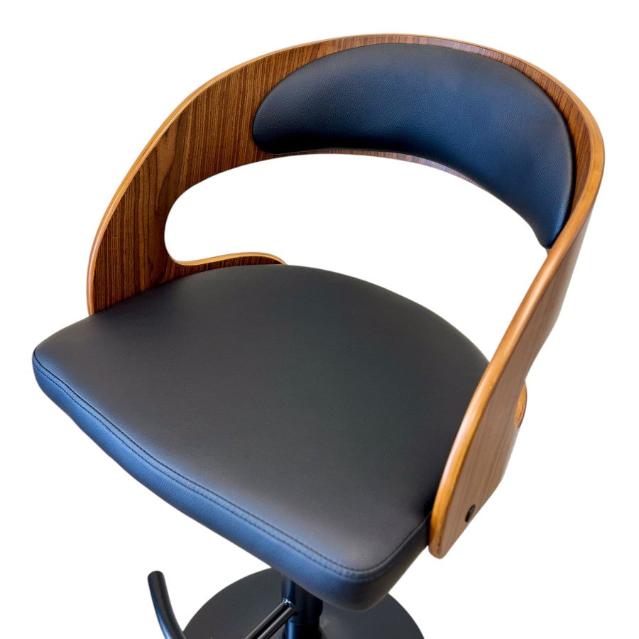 Brooklyn Curved Back Bar Stool - Black/Black Matte