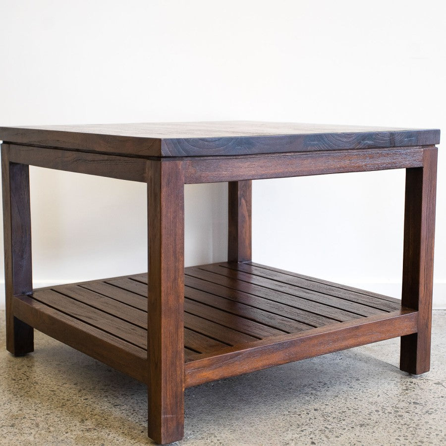Square Leg Contemporary Side Table in Teak