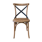 Cross Back Dining Chair - Oak & Antique Metal