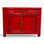Elliot Sideboard in Chilli red with two drawers, two doors and antique-style metal hardware