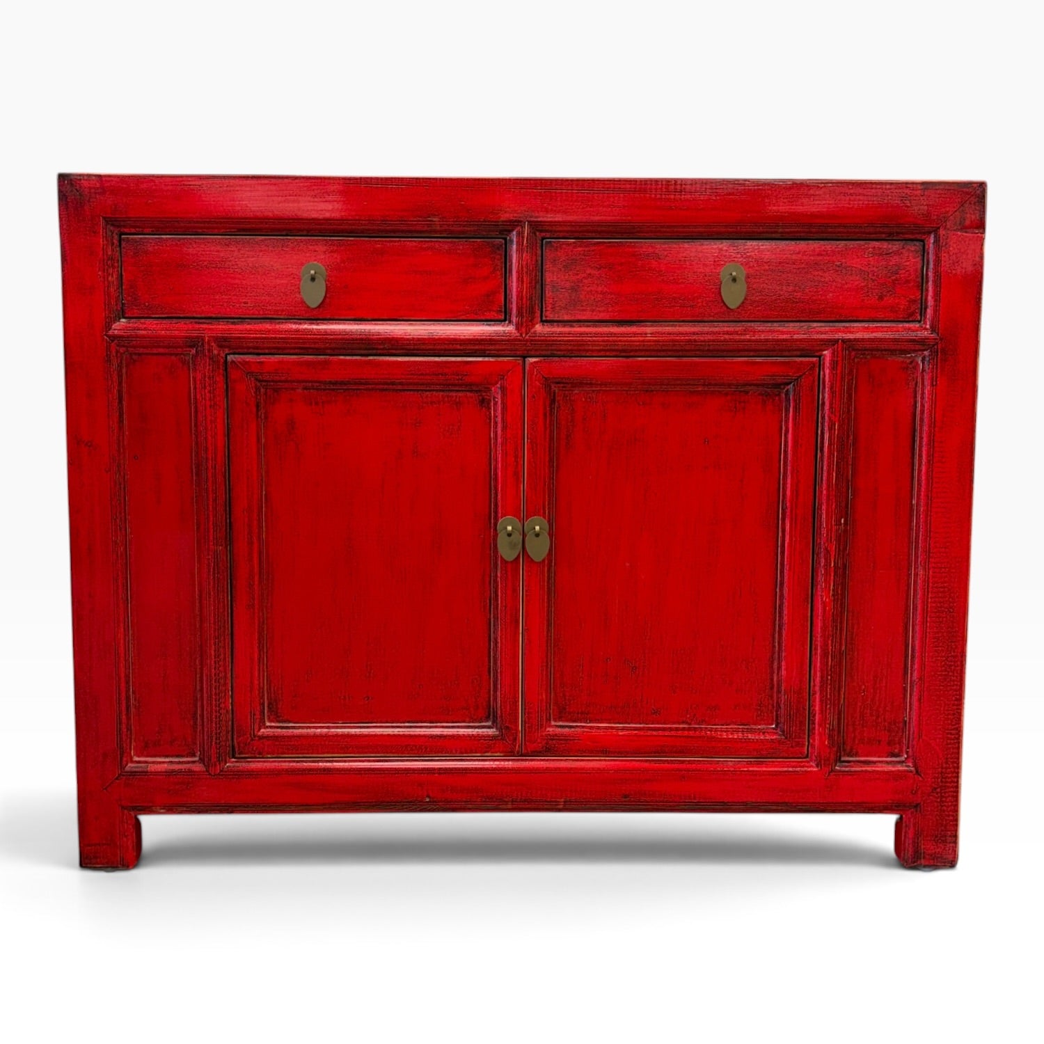 Elliot Sideboard in Chilli red with two drawers, two doors and antique-style metal hardware