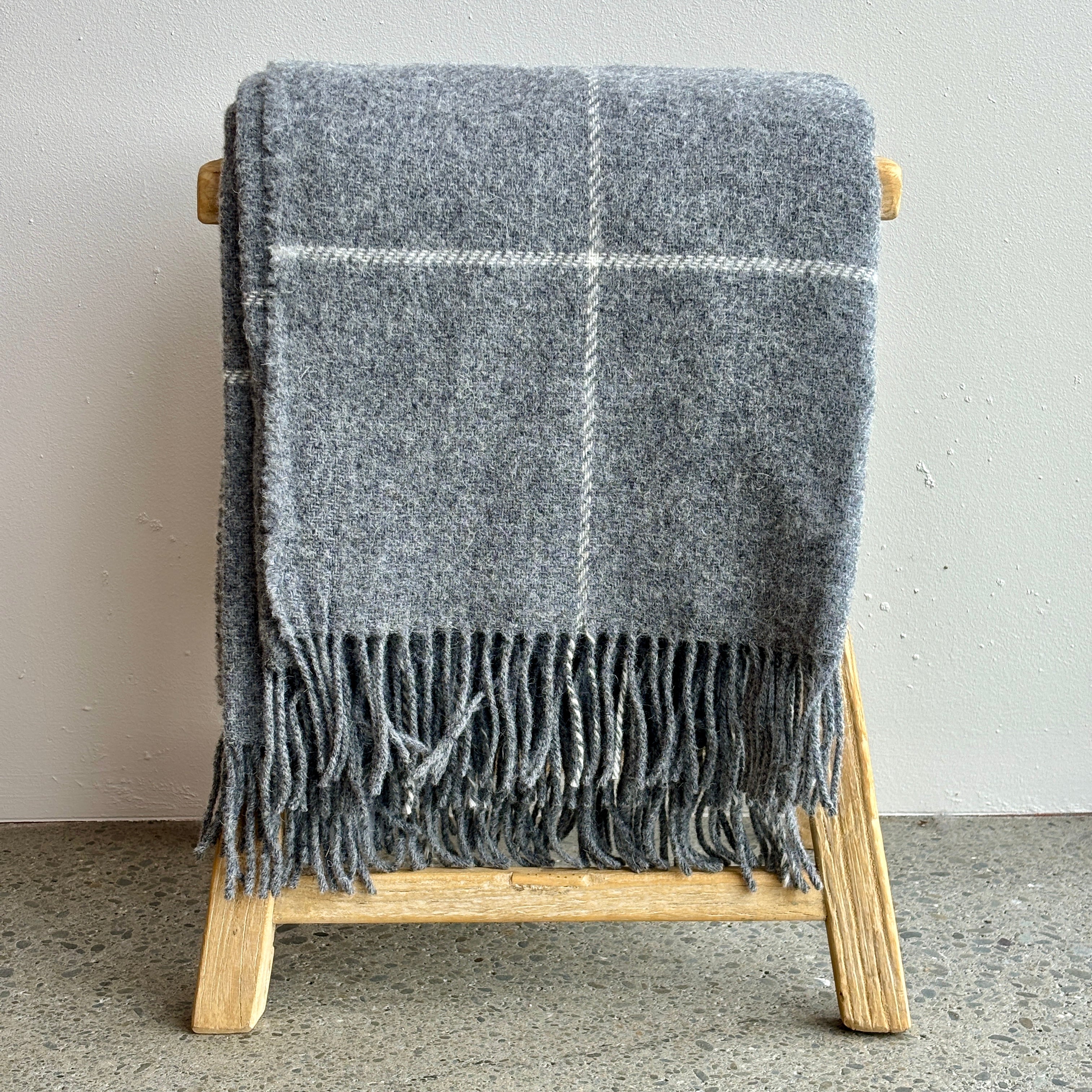 100% NZ Wool Throw - Grey Check