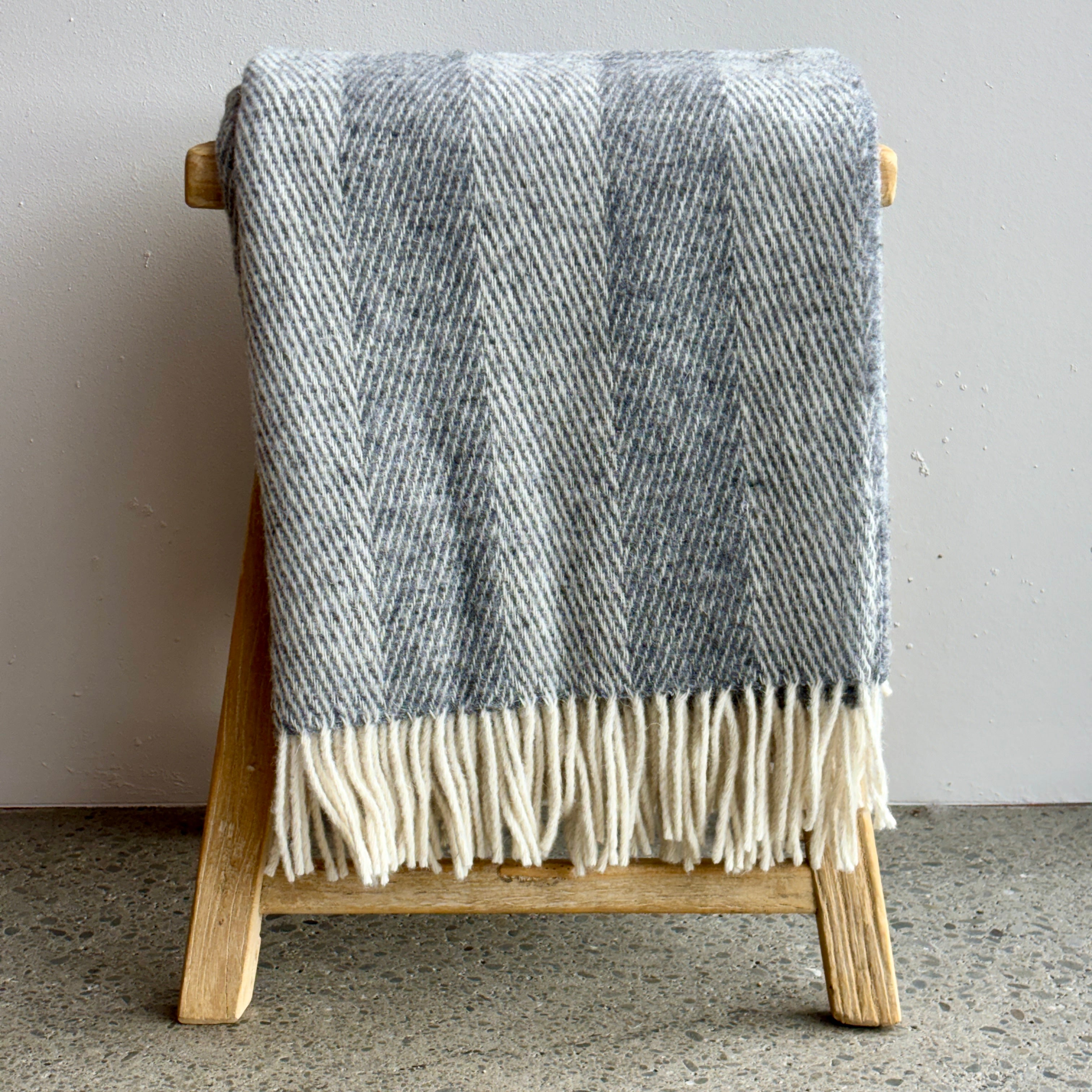 Woola 100% NZ Wool Throw - Grey Stripe