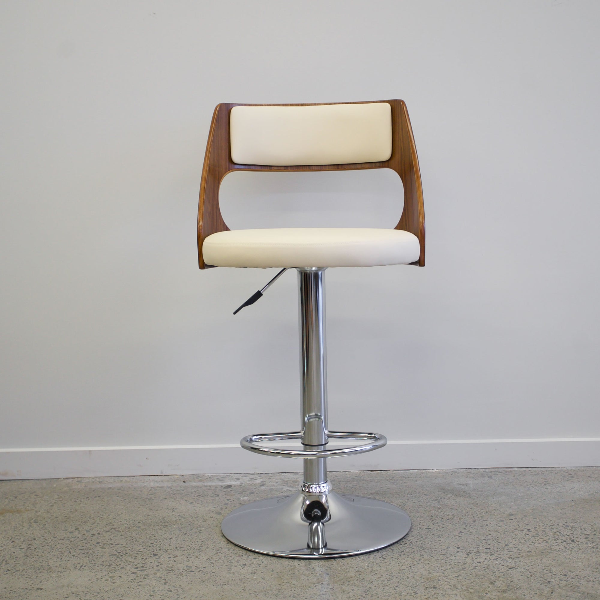 Hudson Straight Back Bar Stool - Cream/Chrome