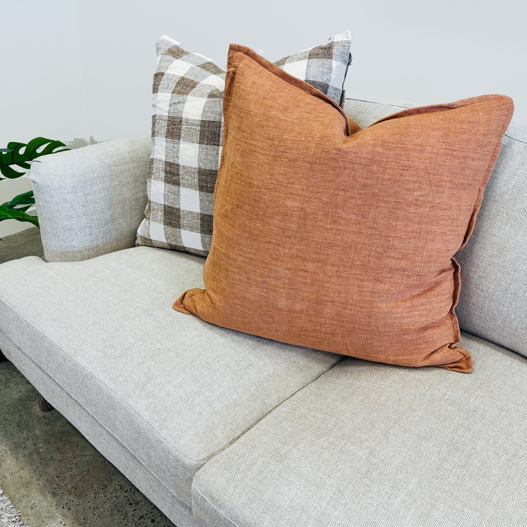 Cambridge Feather Filled Cushion - Chestnut Linen