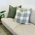 Cambridge Feather Filled Cushion - Sage Check
