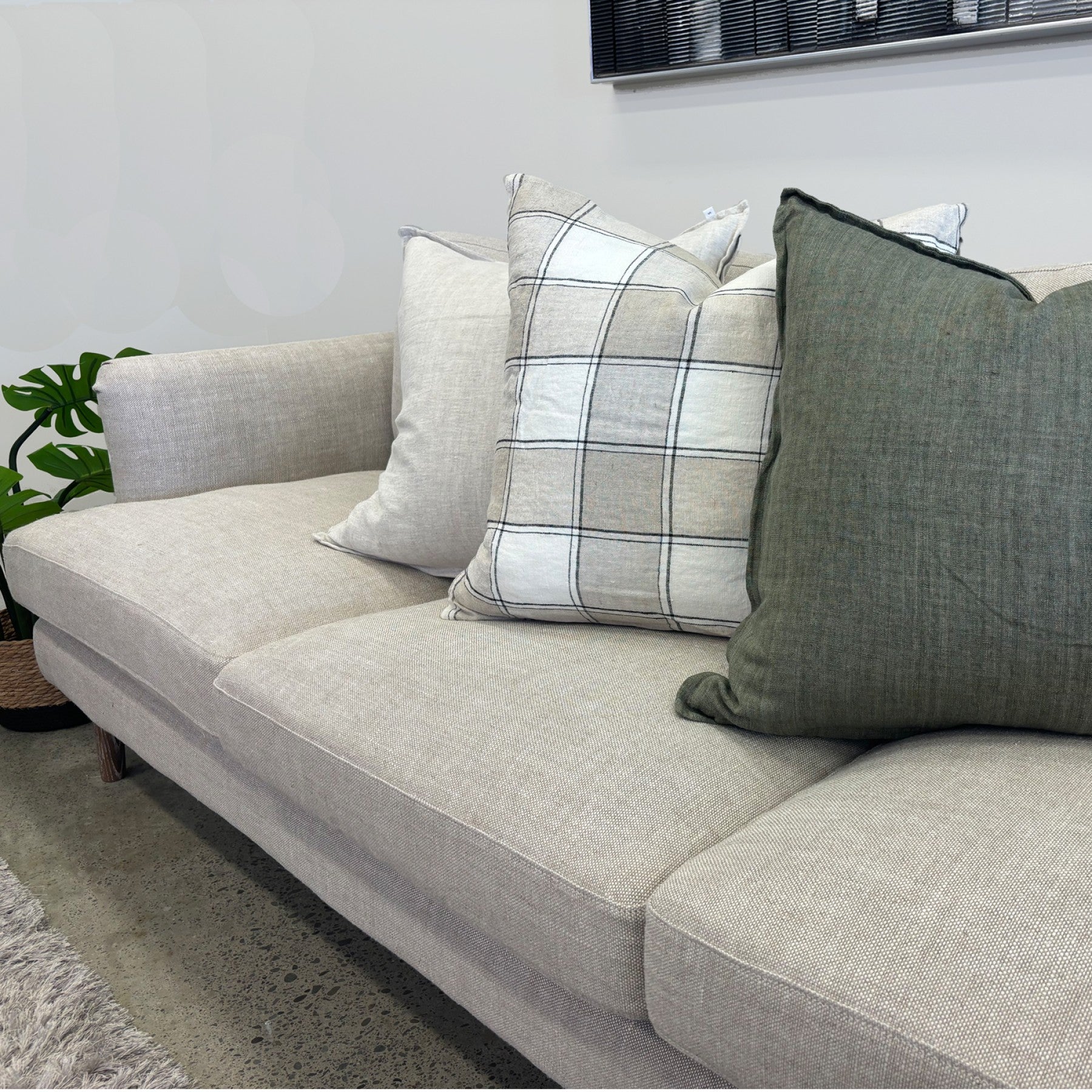 Cambridge Feather Filled Cushion - Taupe Check