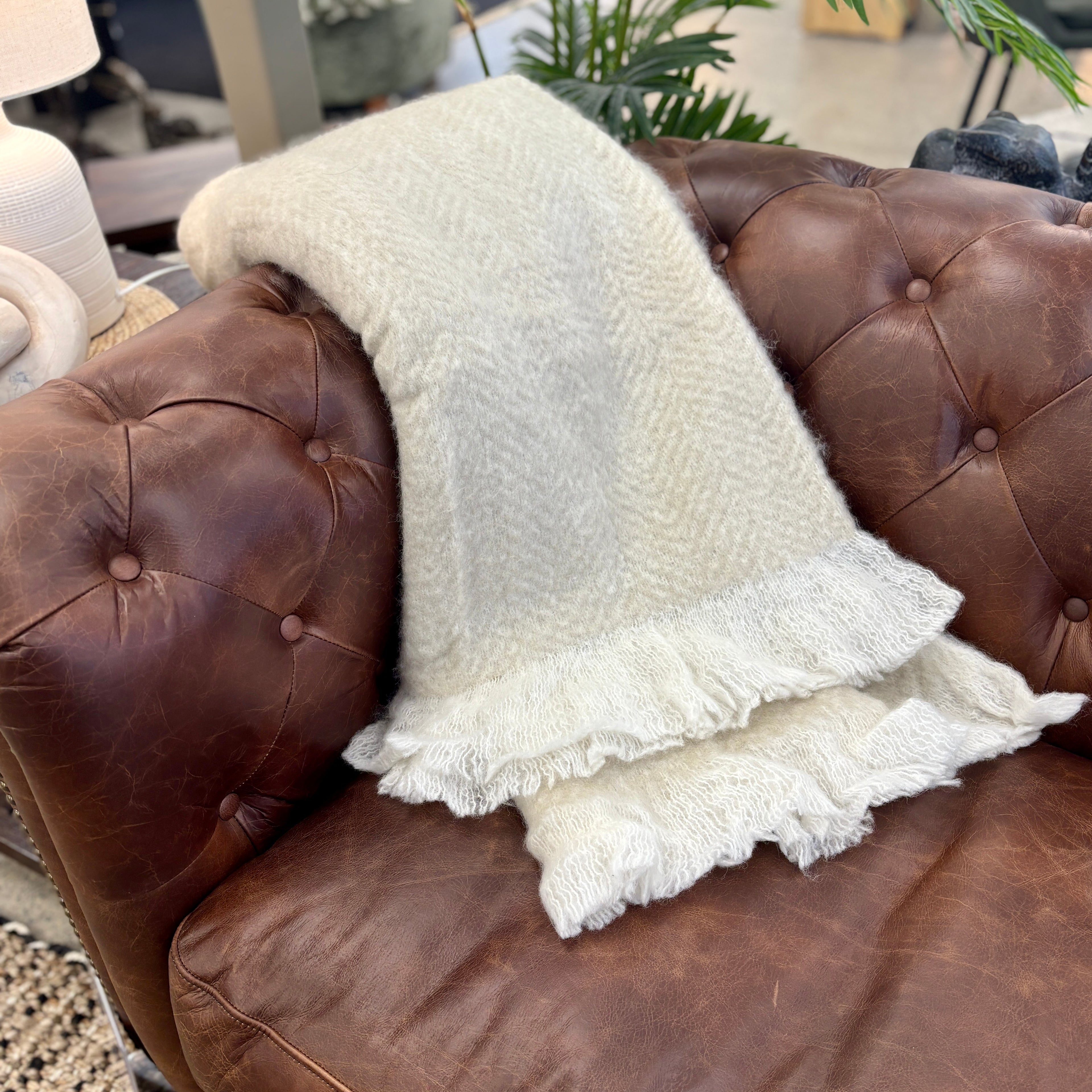 Bliss Wool/Mohair Throw - Ivory