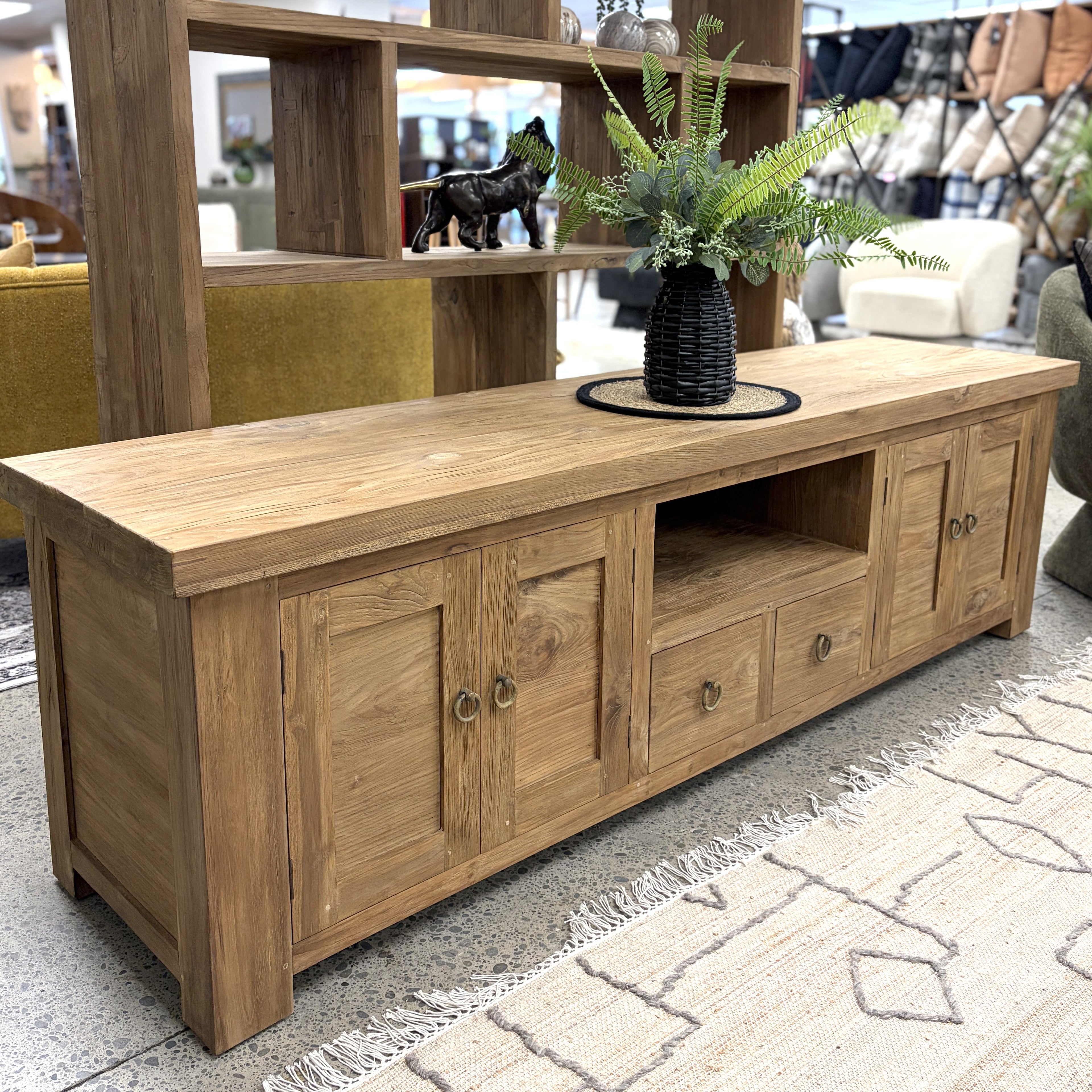 Natural Teak TV Stand