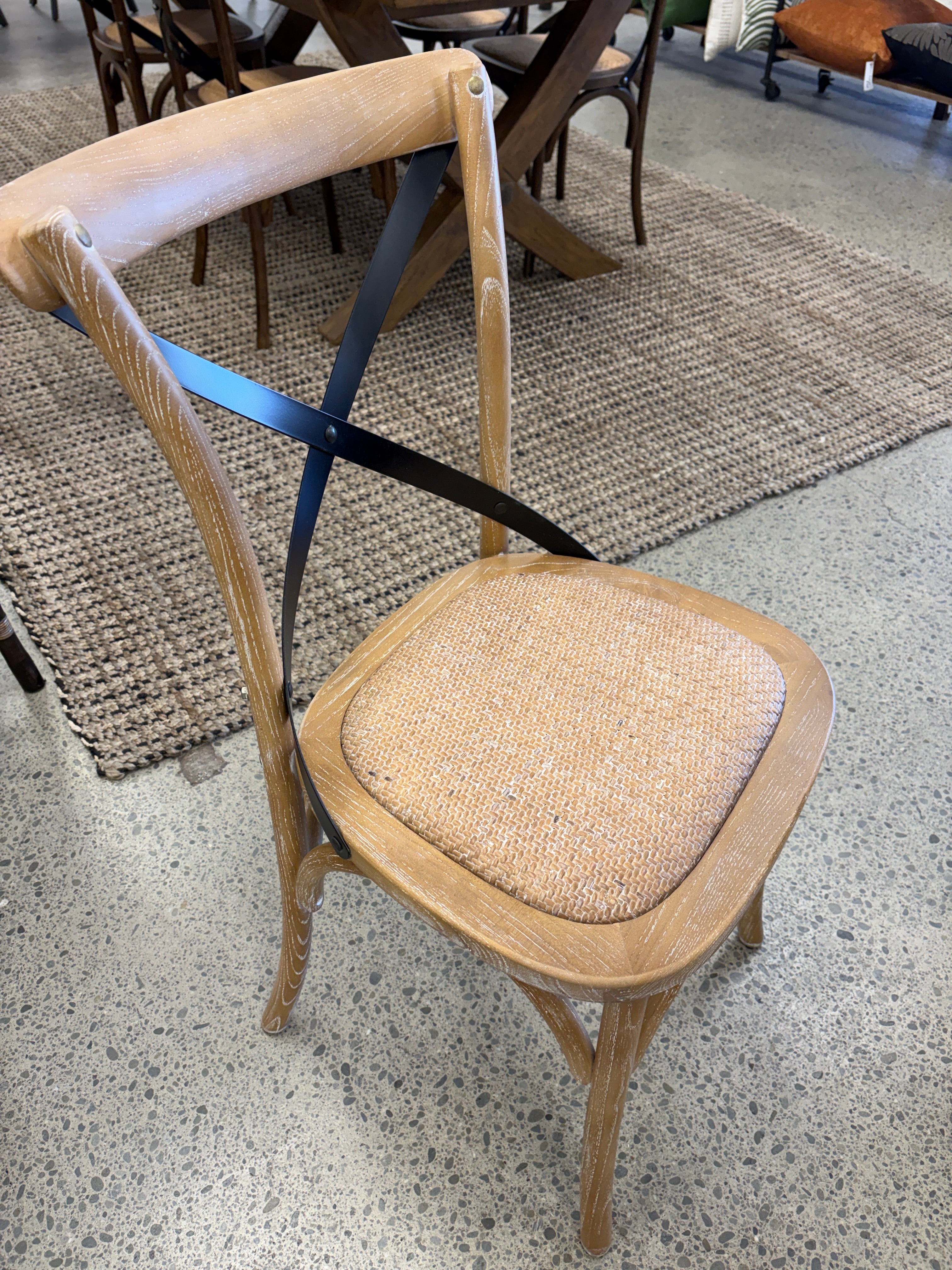 X Back Dining Chair - Natural Distressed
