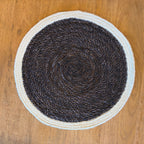Seagrass/Jute Round Placemat - Black/Cream Border