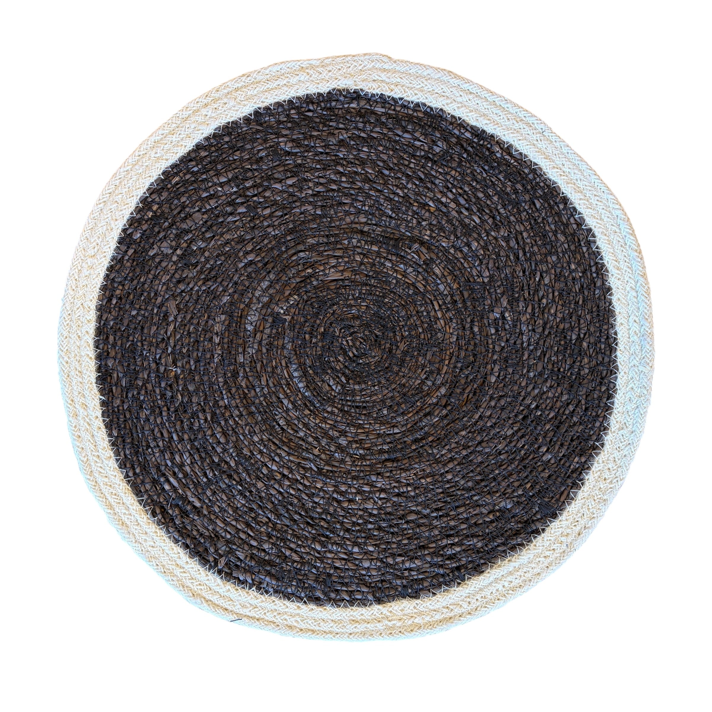Seagrass/Jute Round Placemat - Black/Cream Border