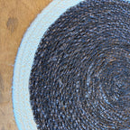 Seagrass/Jute Round Placemat - Black/Cream Border