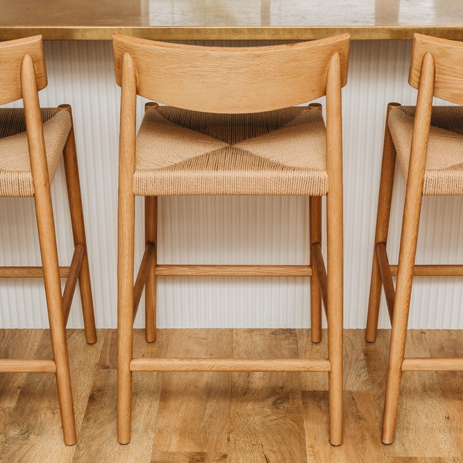 Ingrid Highback Barstool (Natural Oak) Cord